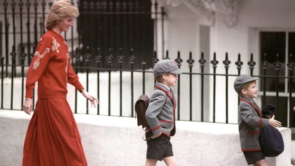Princess Diana walking Prince William and Prince Harry to Wetherby School, Kensington